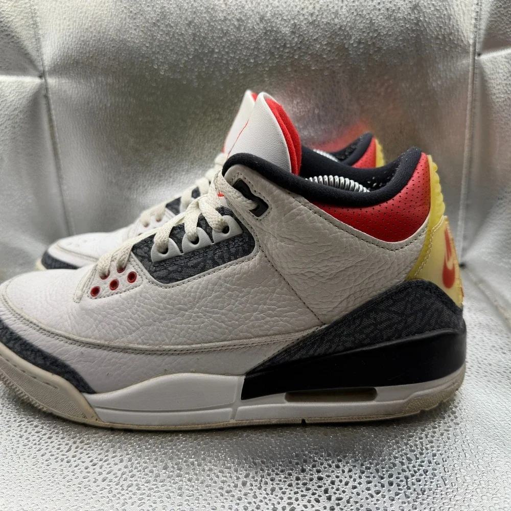 Size‎ 9.5 Jordan 3 Retro Denim SE Fire Red White Black Mens Sneakers CZ6431-100